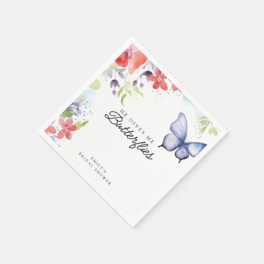 Bruiloftsfeest 'Hij bezorgt me vlinders' Servet (Hoek)