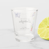 Bruiloftsfeest 'Hij bezorgt me vlinders' Shot Glas (Achterkant)