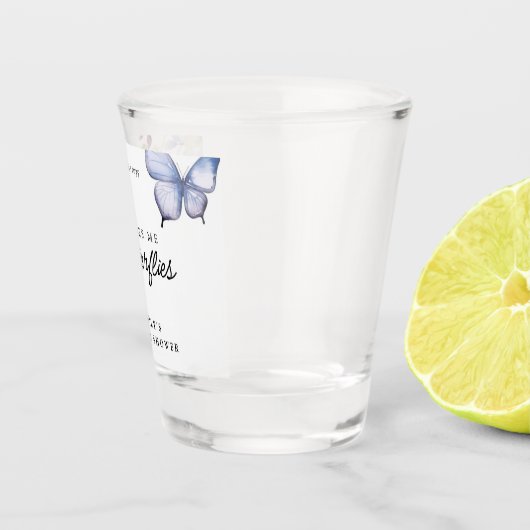 Bruiloftsfeest 'Hij Geeft Me Vlinders' Shot Glas (Rechts)