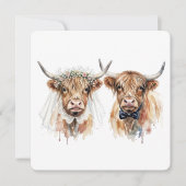 Bruiloftsfeest Hooglanders in Aquarel Kaart (Voorkant)