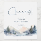 Bruiloftsfeest in de rustieke bos in de winter wijn etiket (Enkel label)