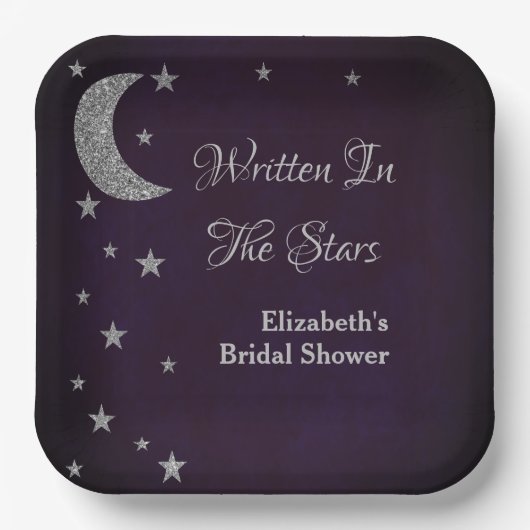 Bruiloftsfeest 'In De Sterren Geschreven' Papieren Bordje (Voorkant)