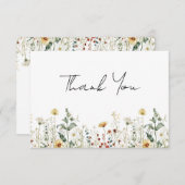 Bruiloftsfeest in een zomerse bloemenweide bedankkaart (Voorkant / Achterkant)