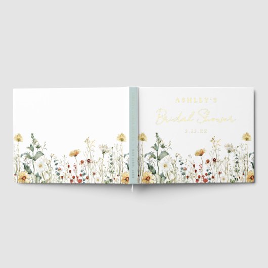 Bruiloftsfeest in het veld met zomerbloemen gastenboek (Volledig)