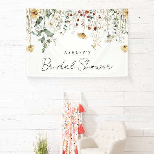 Bruiloftsfeest in het veld met zomerbloemen spandoek (Insitu)