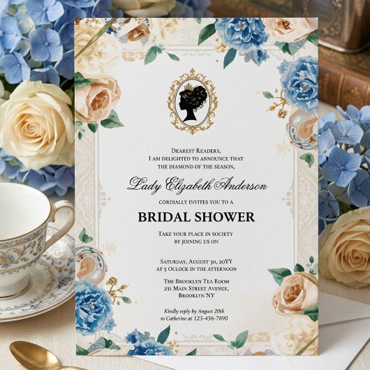 Bruiloftsfeest in Regency-era bloemstijl Kaart