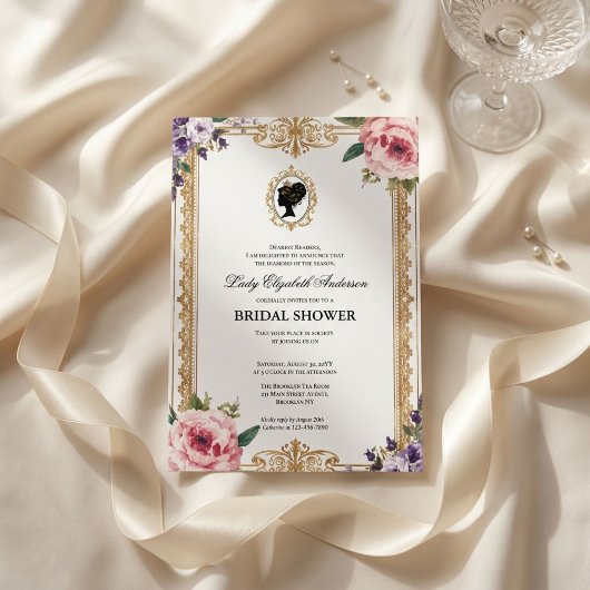 Bruiloftsfeest in Regency-era bloemstijl Kaart