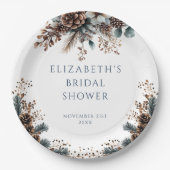 Bruiloftsfeest Landelijk Bos Bloemig Denneappels  Papieren Bordje (Voorkant)