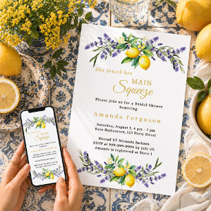 Bruiloftsfeest lavendel bloemen citroenen hoofdatt kaart