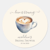 Bruiloftsfeest 'Liefde is aan het brouwen' koffie Ronde Sticker (Voorkant)