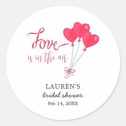 Bruiloftsfeest 'Liefde is in de Lucht' Ronde Sticker (Voorkant)