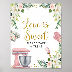 Bruiloftsfeest 'Liefde is Zoet' in de bloemrijke k Poster
