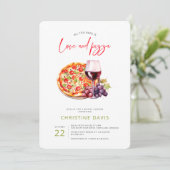 Bruiloftsfeest Love and Pizza Kaart (Staand voorkant)