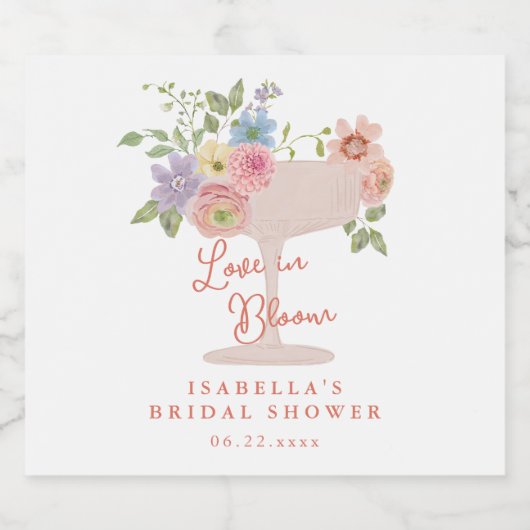 Bruiloftsfeest Love in Bloom Bloementuin Sparkling Wijnetiket (Enkel label)
