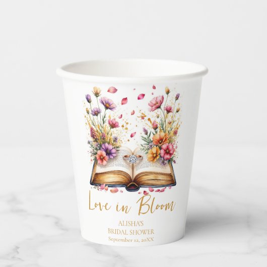 Bruiloftsfeest Love In Bloom Papieren Bekers (Voorkant)