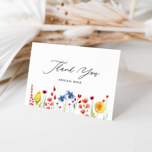 Bruiloftsfeest 'Love in Bloom' rand van wilde bloe Bedankkaart