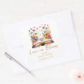 Bruiloftsfeest Love In Bloom Vierkante Sticker (Envelop)