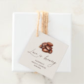 Bruiloftsfeest Love is Brewing Coffee Beans Bedankjes Labels (In situ)