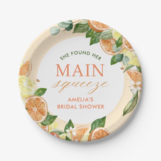 Bruiloftsfeest Main Squeeze Citrus Papieren Bordje (Voorkant)
