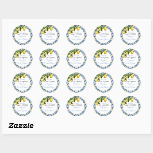 Bruiloftsfeest Mediterranean Lemon Main Squeeze Ronde Sticker (Vel)