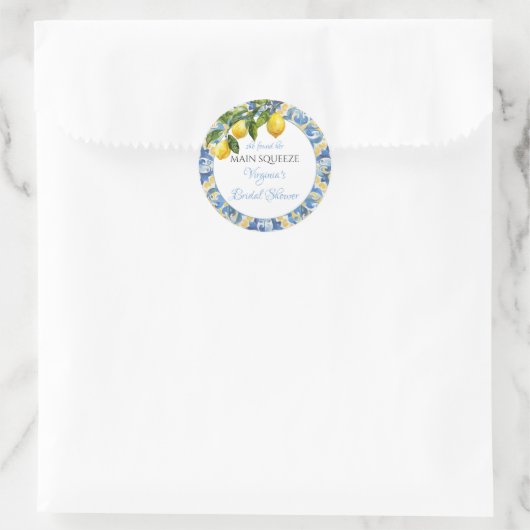 Bruiloftsfeest Mediterranean Lemon Main Squeeze Ronde Sticker (Tas)