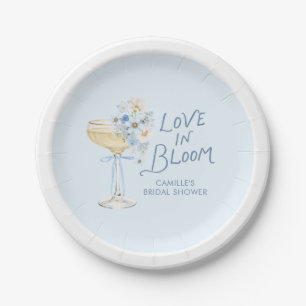 Bruiloftsfeest met blauwe bloemen Love in Bloom Papieren Bordje