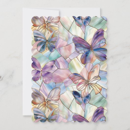 Bruiloftsfeest met Blauwe Paarse Vlinders Kaart (Achterkant)