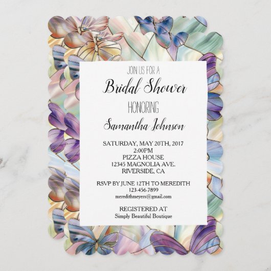 Bruiloftsfeest met Blauwe Paarse Vlinders Kaart (Voorkant / Achterkant)