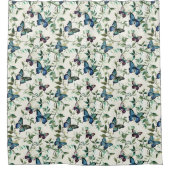 Bruiloftsfeest met Blauwe Vlinders Douchegordijn (Voorkant)