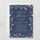 Bruiloftsfeest met blauwe wilde bloemen kaart (Voorkant)