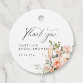 Bruiloftsfeest met Bloemen en Prosecco Bedankjes Labels (Voorkant)