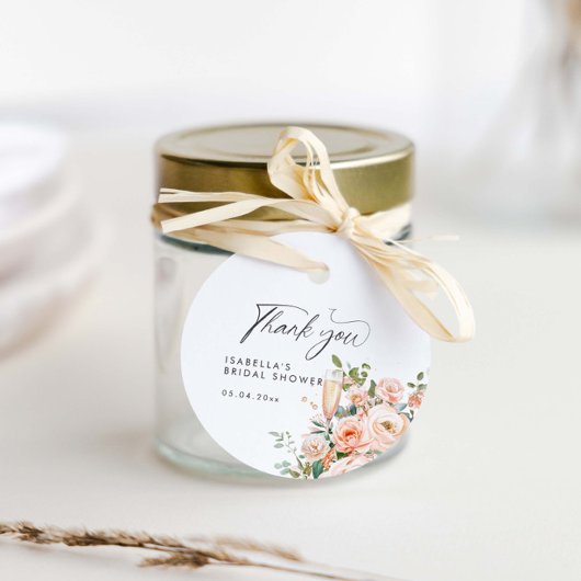 Bruiloftsfeest met Bloemen en Prosecco Bedankjes Labels