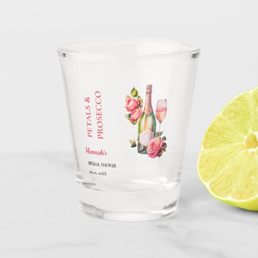 Bruiloftsfeest met Bloemen en Prosecco Shot Glas (Voorkant)