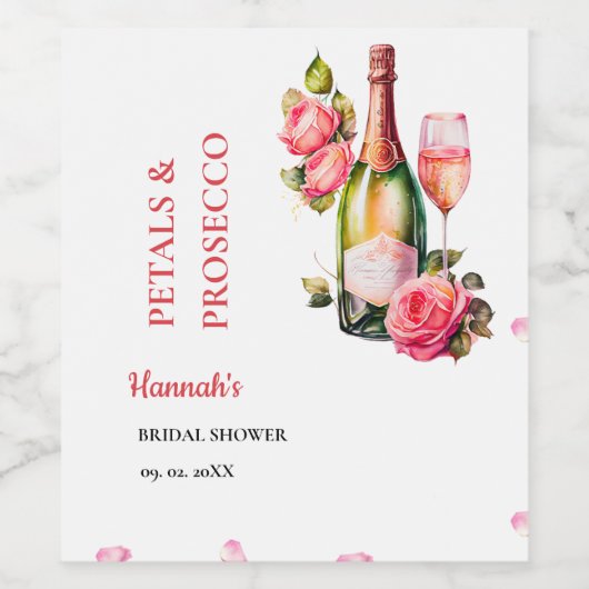 Bruiloftsfeest met Bloemen en Prosecco Wijn Etiket (Enkel label)