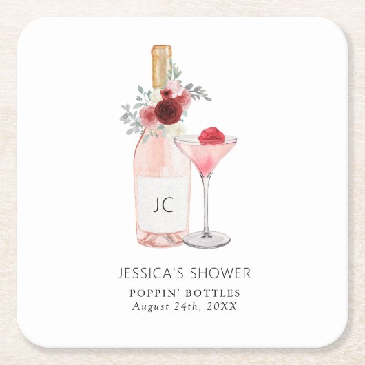 Bruiloftsfeest met Bloemen & Prosecco Kartonnen Onderzetters (Voorkant)