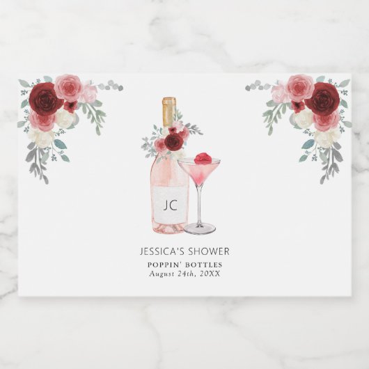 Bruiloftsfeest met Bloemen & Prosecco Sparkling Wijnetiket (Enkel label)