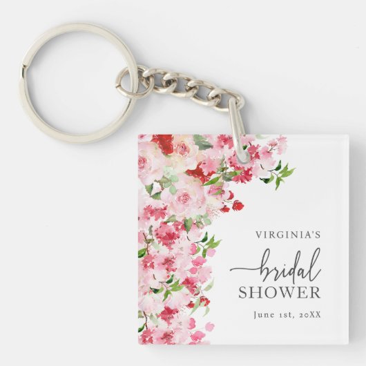 Bruiloftsfeest met bloemen sleutelhanger (voorkant)