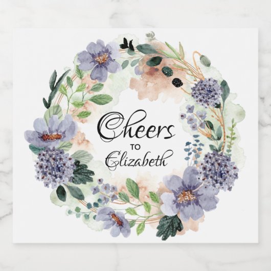 Bruiloftsfeest met bloemenkrans sparkling wijnetiket (Enkel label)