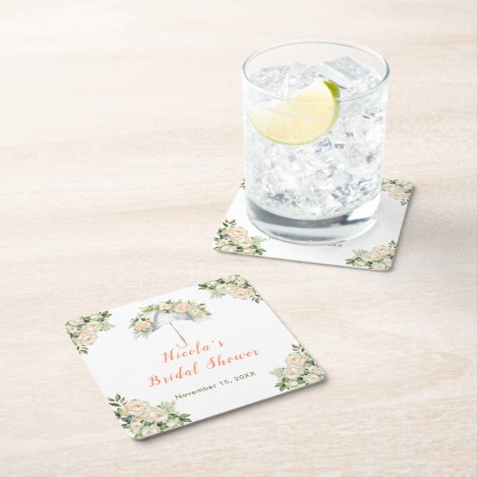 Bruiloftsfeest met bloemenscherm kartonnen onderzetters (Insitu)