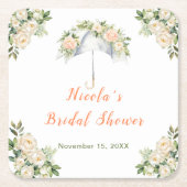 Bruiloftsfeest met bloemenscherm kartonnen onderzetters (Voorkant)