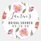 Bruiloftsfeest met bloemenschrift ronde sticker (Voorkant)