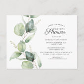 Bruiloftsfeest met bloemmotief en eucalyptusblader uitnodiging briefkaart (Voorkant)