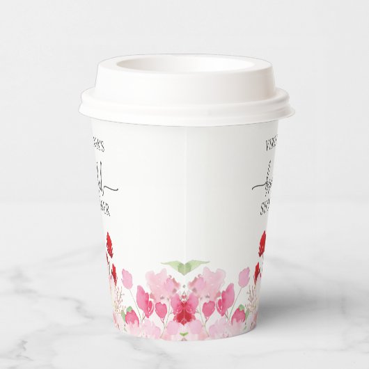 Bruiloftsfeest met bloemmotief papieren bekers (Rechts)