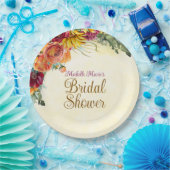 Bruiloftsfeest met Bloemrijke Herfstthema Papieren Bordje (Feest)