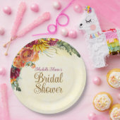 Bruiloftsfeest met Bloemrijke Herfstthema Papieren Bordje (Feest)