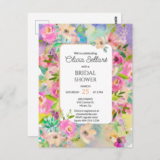 Bruiloftsfeest met Bloemrijke Overvloed Briefkaart (Voorkant / Achterkant)