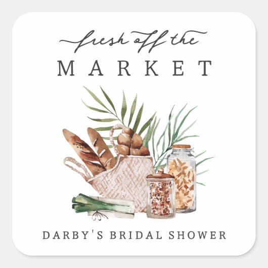 Bruiloftsfeest met Boerengroenten Vierkante Sticker (Voorkant)