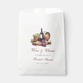 Bruiloftsfeest met charcuterie bord, wijn en kaas bedankzakje (Voorkant)