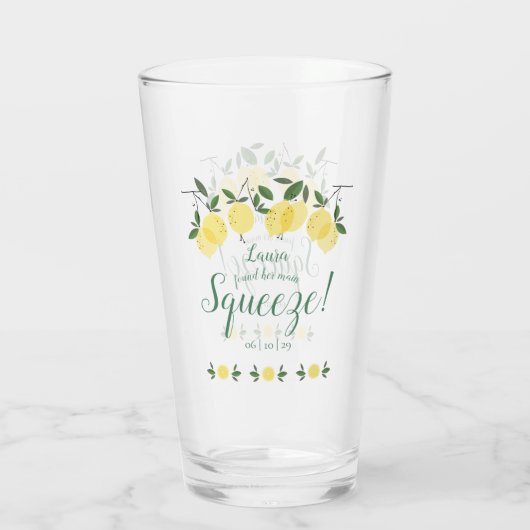 Bruiloftsfeest met citroenen en groen glas (Achterkant)