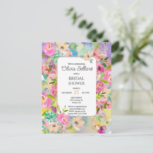 Bruiloftsfeest met een weelderige bloemenpracht briefkaart (Staand voorkant)